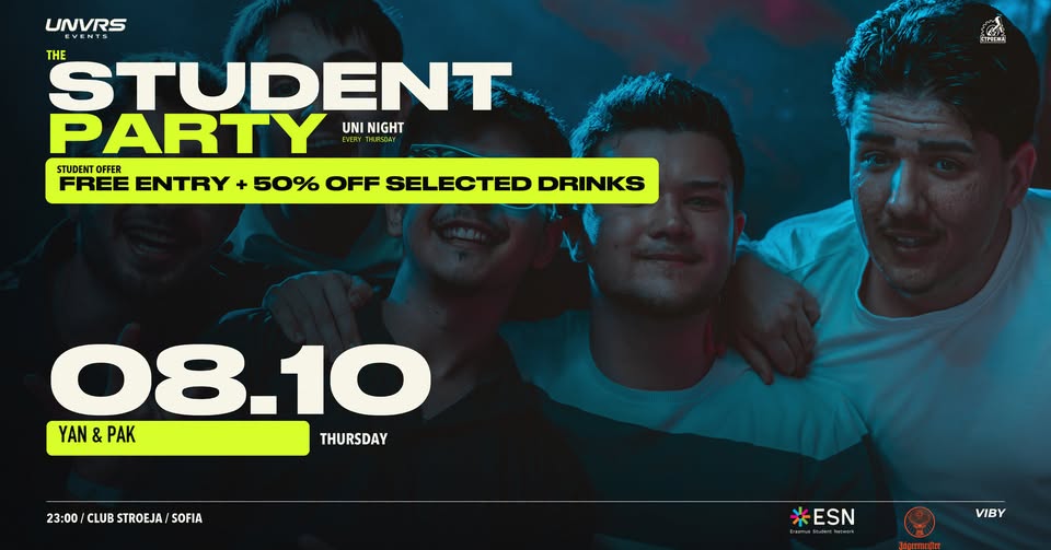 The Hottest STUDENT PARTY / EVERY THURSDAY - Club Stroeja - 8 October 2026 / 23.00 h