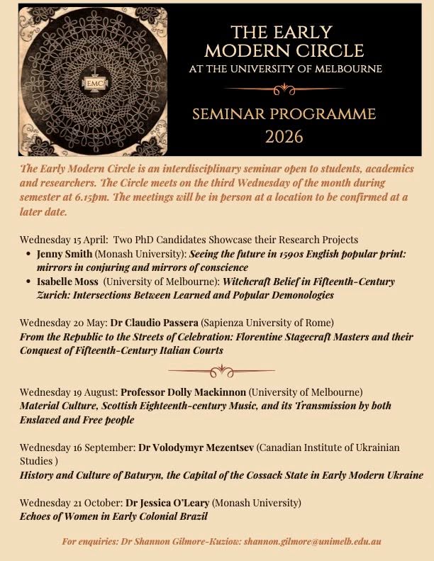 Early Modern Circle talk: Dr Jessica O'Leary (Monash University)